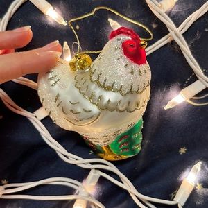 Beautiful large glass, Christmas ornament hen